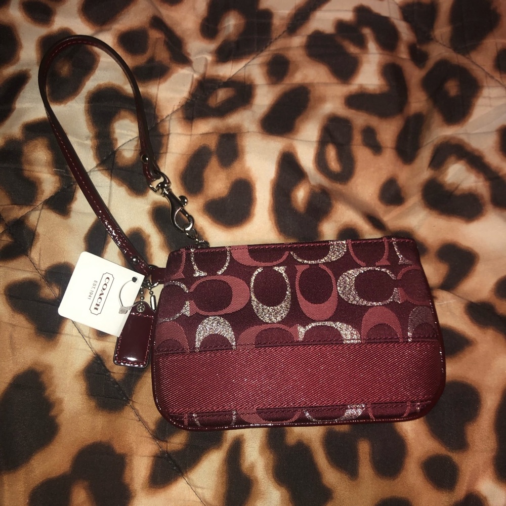 Coach Maroon Wristlet
